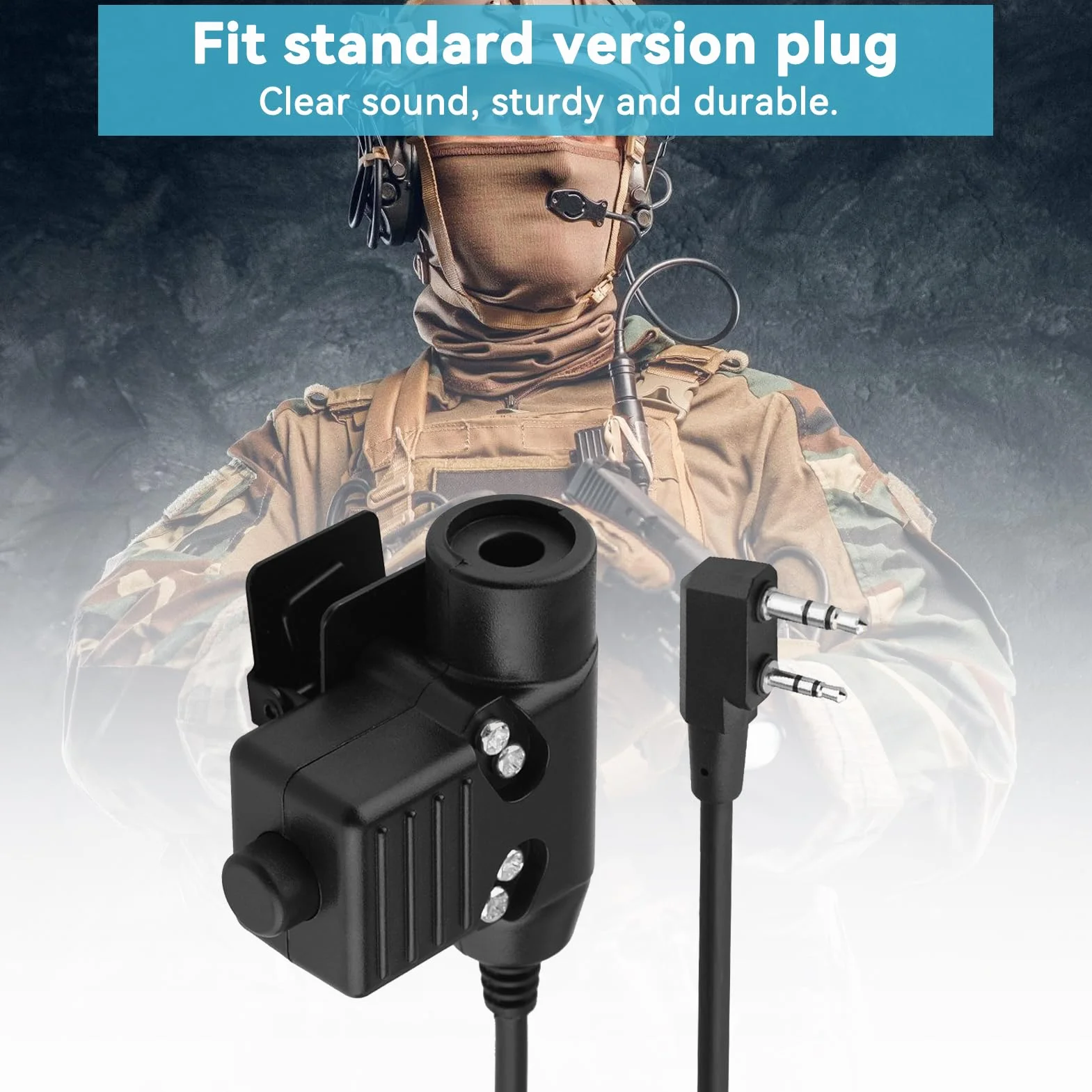 Agatige Cuffia Radio Militare PTT Bidirezionale Walkie Talkie Adattatore U94 Spina Mobile 2 Pin 7,0 mm Push to Talk per Ken-wood Bao-feng
