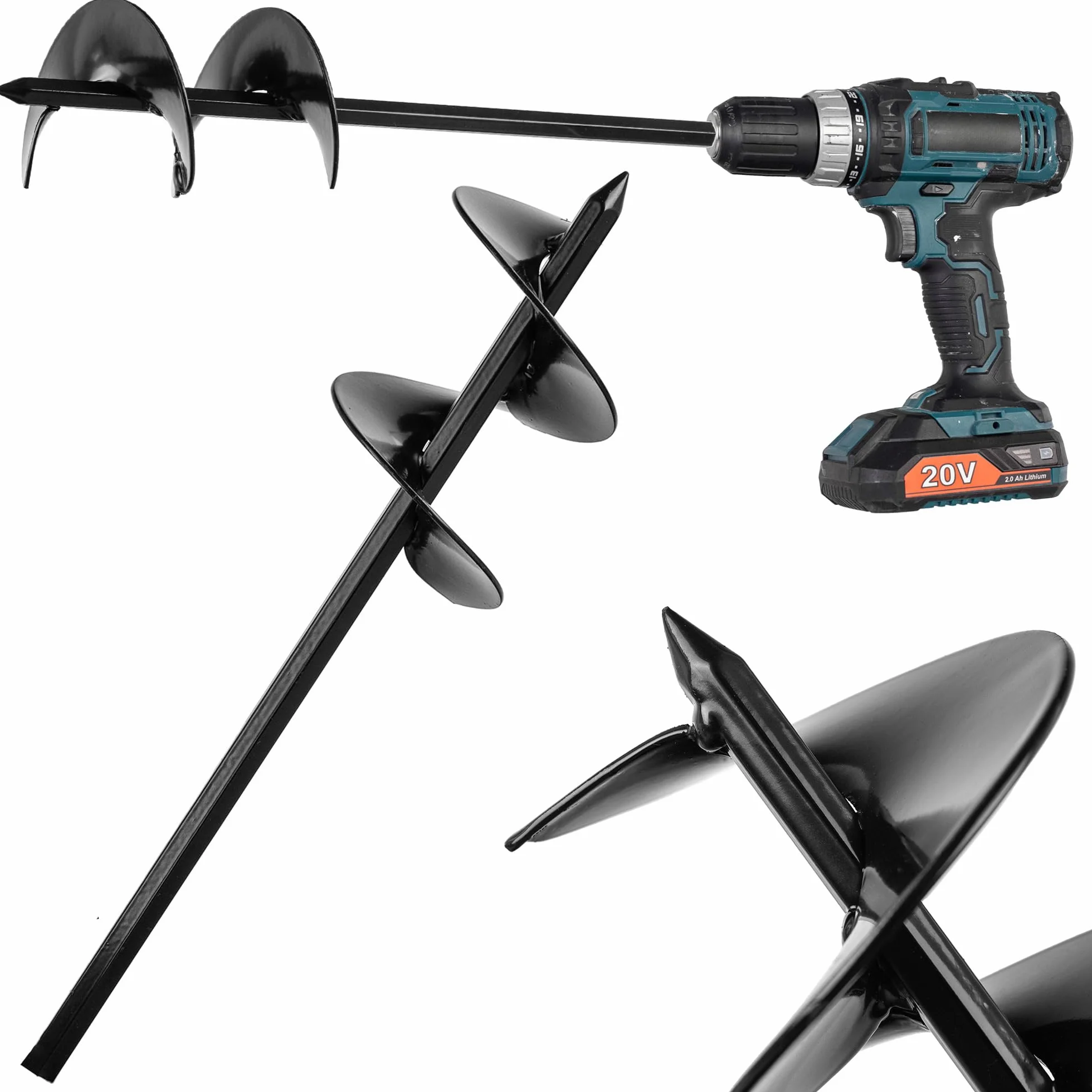 KADAX Punta elicoidale da 80 mm per trapano, punta per giardino, trivella per trapano, punta per piante per lavori in giardino, punta a spirale per forare buchi nel terreno