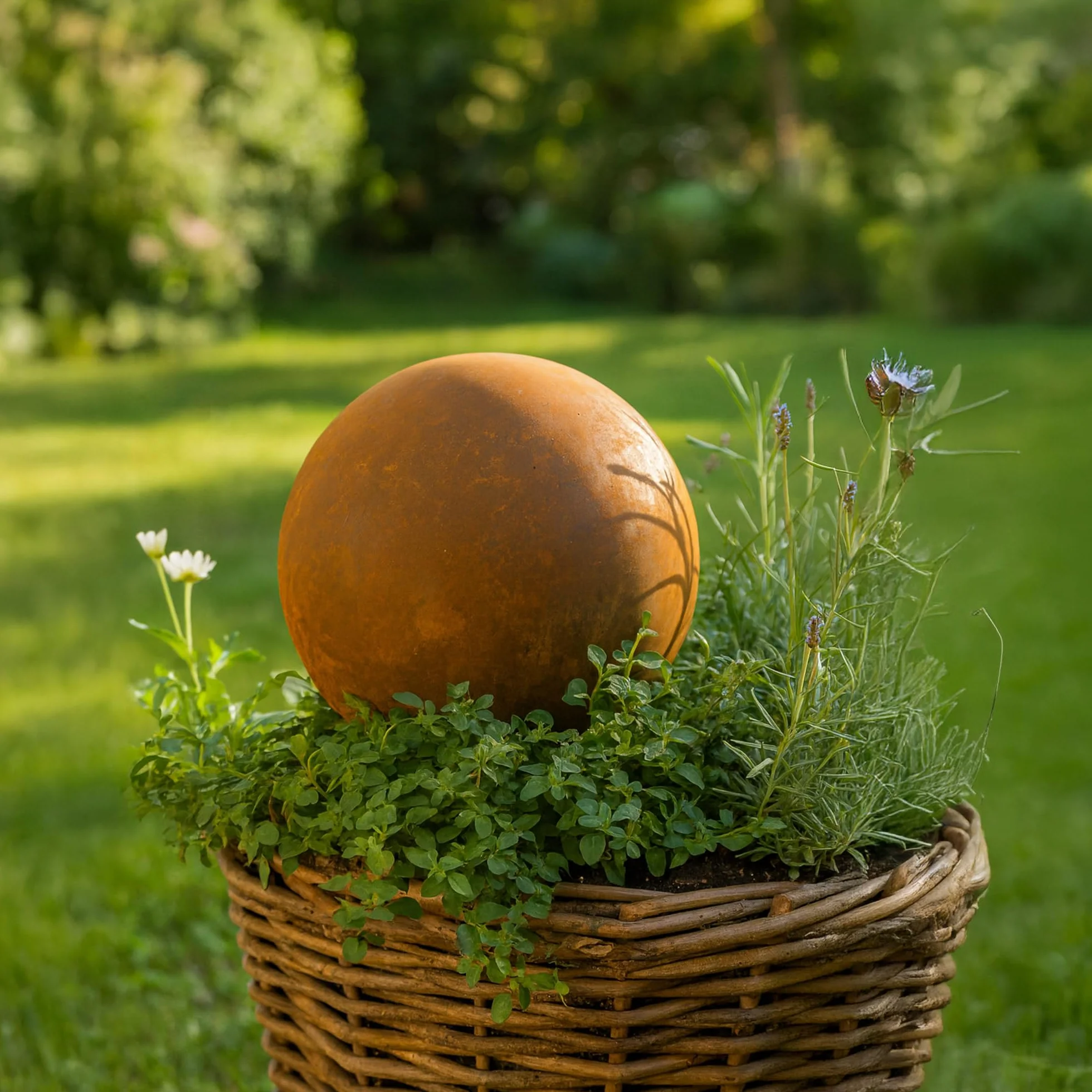 UNUS Sfera da giardino in metallo Ø 20 cm, palla decorativa effetto patinato per giardino, aiuole e terrazze