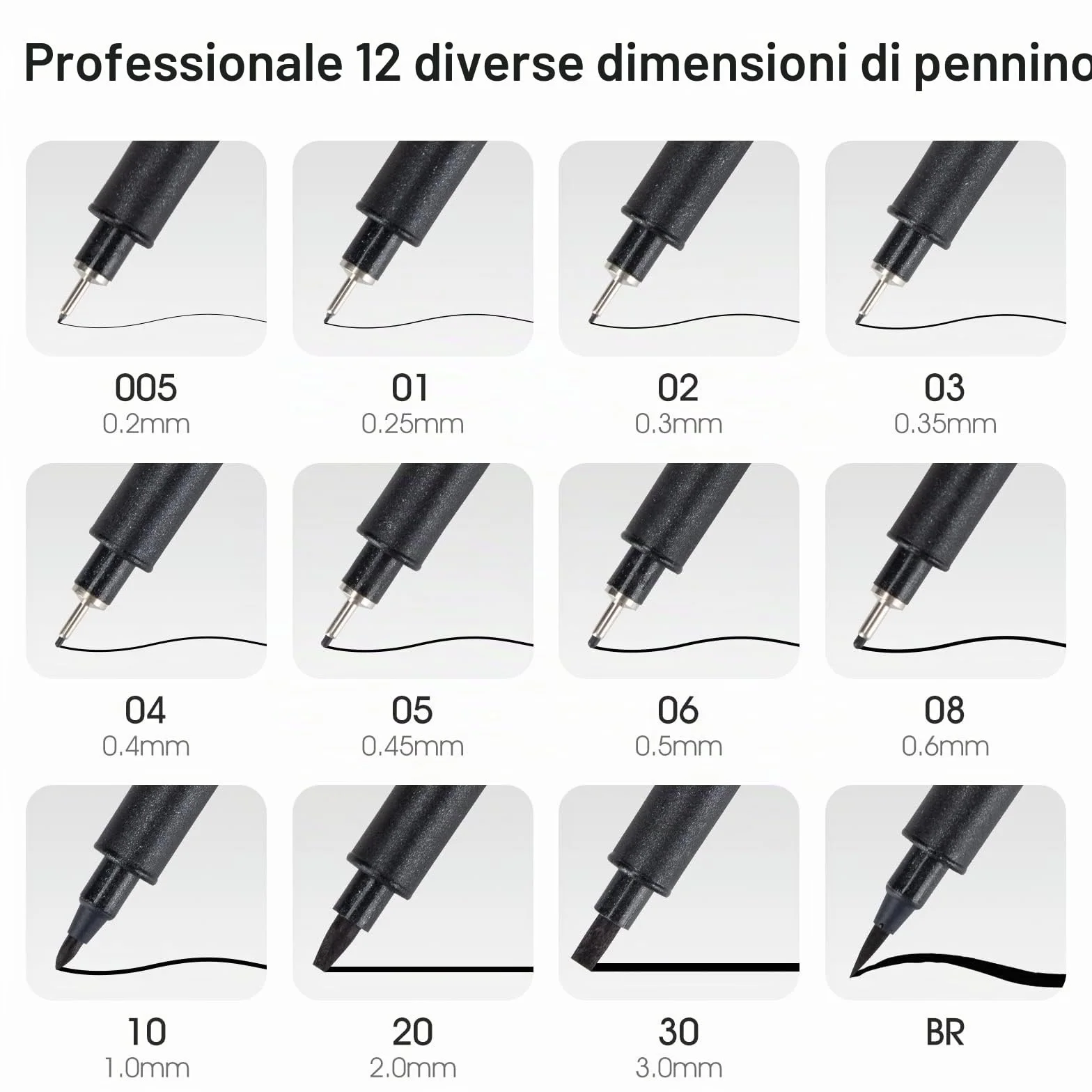 TWOHANDS Penne da disegno Fineliner Nero Punta Fine Pigment Liner impermeabile