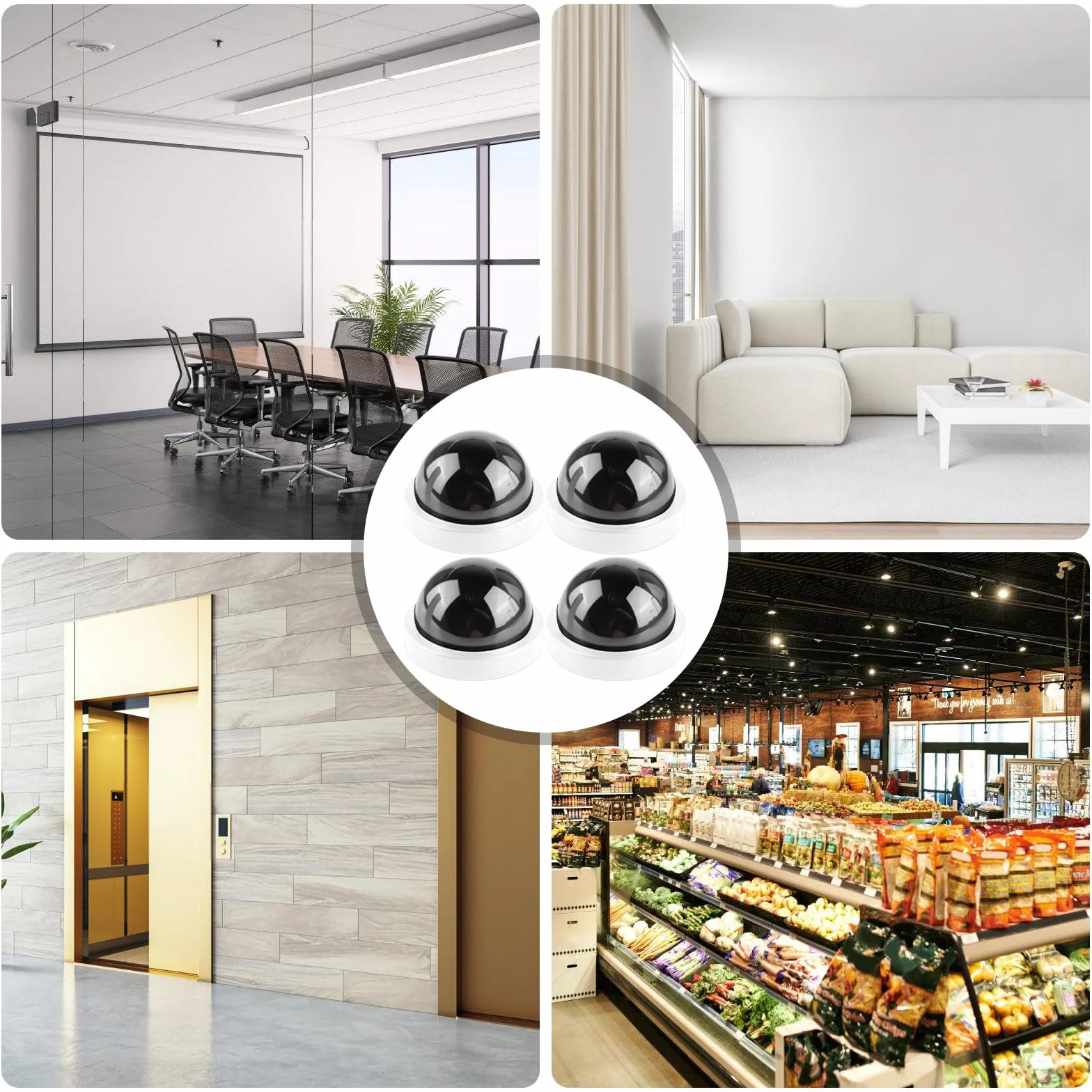 GOMETY 4 fotocamere Dummy LED rosso lampeggiante, fotocamera sicurezza finta CCTV, sorveglianza (bianco)